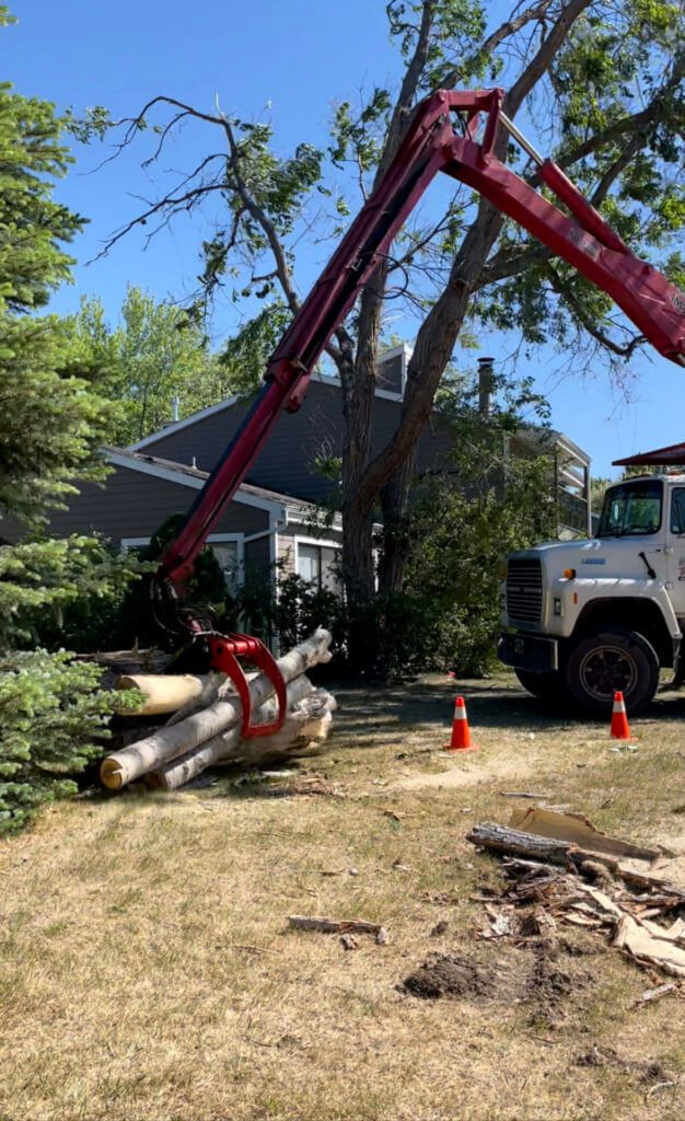 Using a heavy claw to remove debris